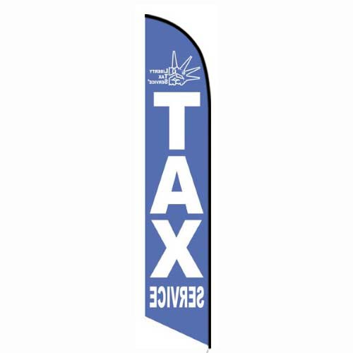 Blue Liberty Tax feather flag