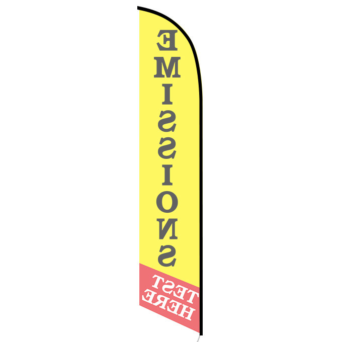 Emissions Test Here feather flag