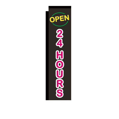 Open 24 Hours Rectangle Flag Banner