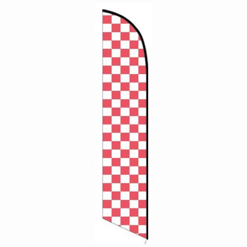 Solid Red and White Checkers Feather Banner Flag
