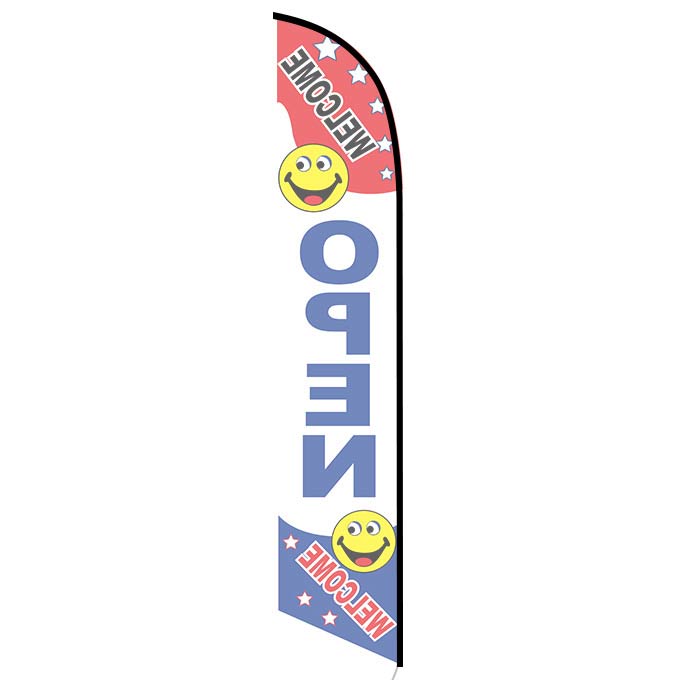 Welcome Open Feather Flag