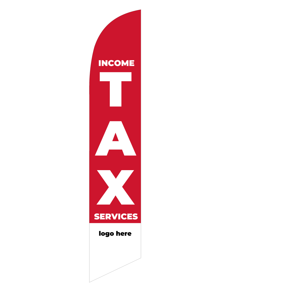 Customizable Income Tax Services Feather Flag with Ground Spike - Image 2
